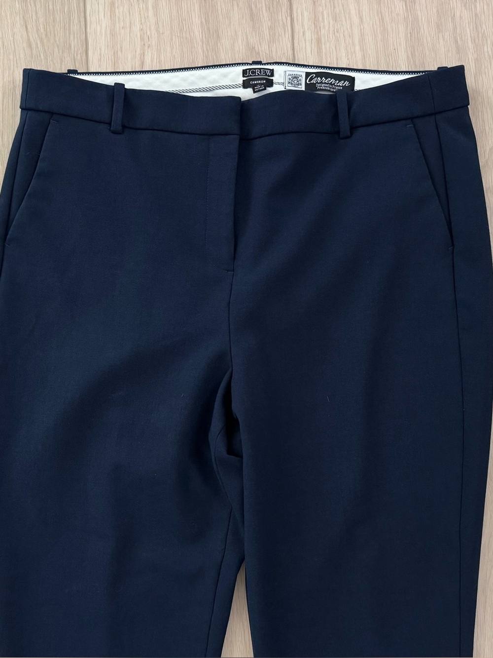 J. Crew Women’s Navy Blue Cameron Slim Cropped Pants 16 Tall Carreman Fabric - Picture 3 of 16
